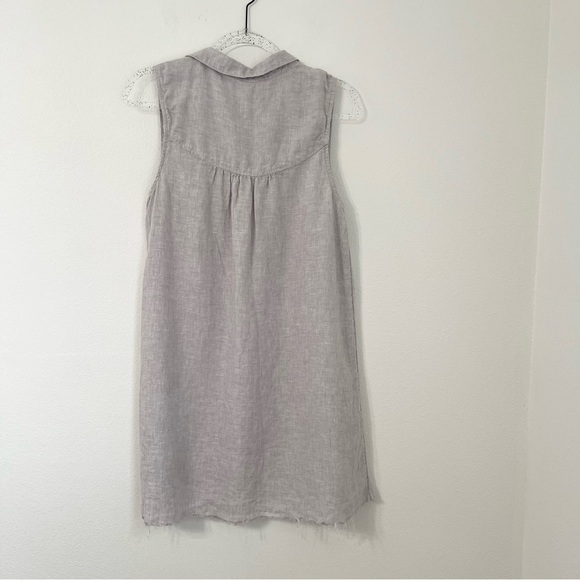 H By Halston 100% Linen Sleeveless Button Front  Shirt Dress Raw Hem Size M - Picture 9 of 9